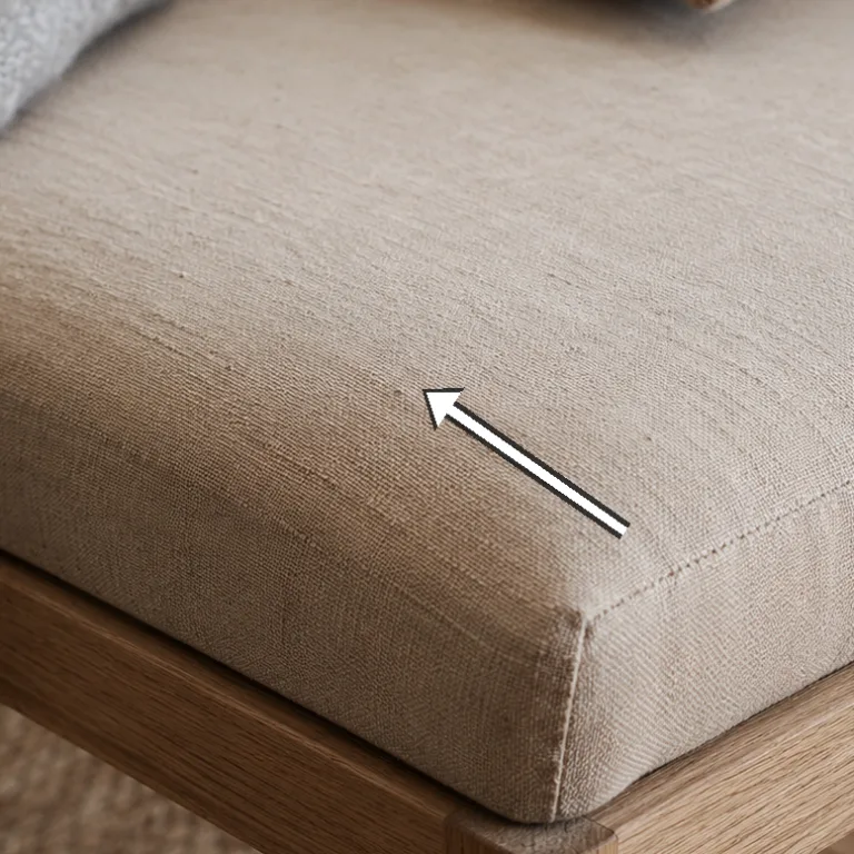 Textile accents: ash wool throw and cushion on seat