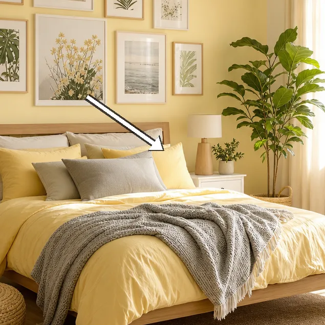 Gallery wall of framed nature prints above the headboard