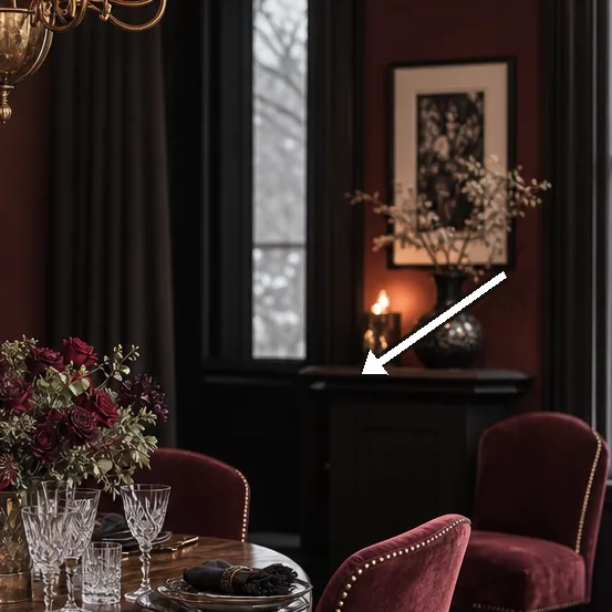 Crimson carpet with intricate pattern anchors the seat against lacquered trim.